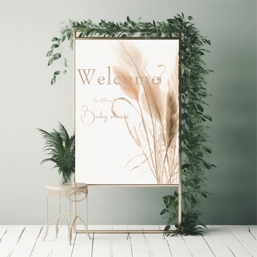 Poster Baby shower d'herbe Pampas
