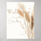 Poster Baby shower d'herbe Pampas (Devant)
