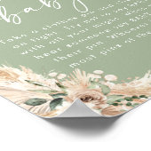 Poster Baby shower d'herbe Sage Green Pampas (Coin)