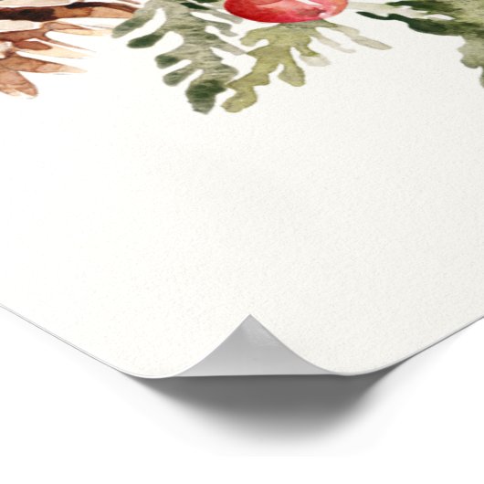 Poster Baby shower d'hiver À feuillage persistant Poinset (Coin)