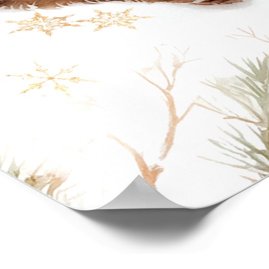 Poster Baby shower d'hiver de l'ours des bois à l'extérie (Coin)