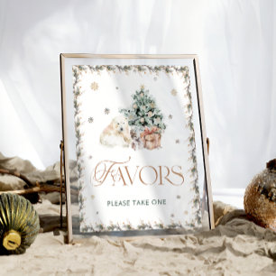 Poster Baby shower d'hiver de l'ours polaire mignon Faveu