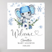 Poster Baby shower d'hiver Elephant Bienvenue (Devant)