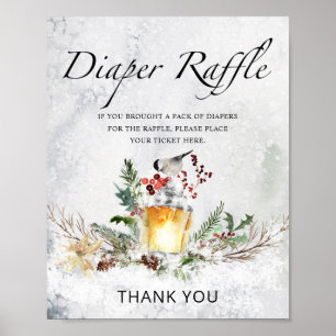 Poster Baby shower d'hiver enseigne de tombola