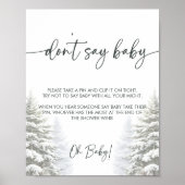 Poster Baby shower d'hiver Ne pas dire jeu bébé (Devant)