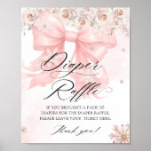 Poster Baby shower d'hiver Pink Bow Raffin de couches (Devant)
