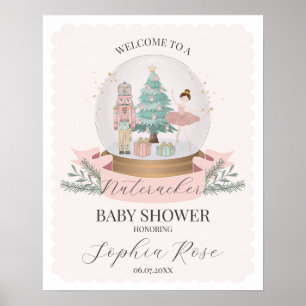 Poster Baby shower d'hiver rose Nutcracker Ballet Bienven