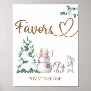 Poster Baby shower d'hiver Symbole Faveurs