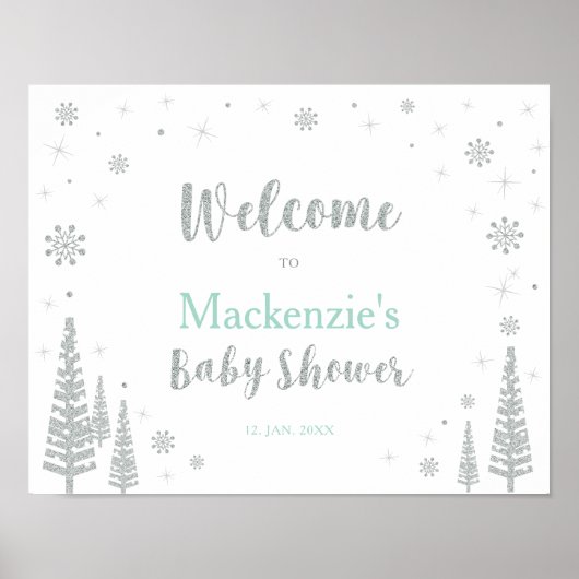 Poster Baby shower d'hiver Welcome Party (Devant)
