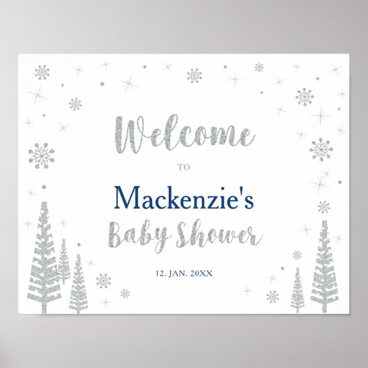 Poster Baby shower d'hiver Welcome Party (Devant)