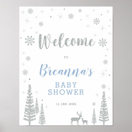 Poster Baby shower d'hiver Welcome Party (Devant)