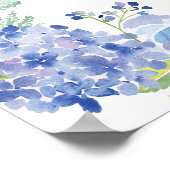 Poster Baby shower d'Hydrangea Rustique bleu aquarelle (Coin)