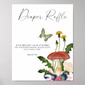Poster Baby shower Diaper raffle champignons sauvages (Devant)