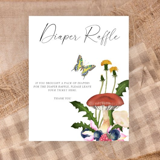 Poster Baby shower Diaper raffle champignons sauvages