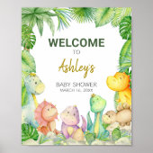Poster Baby shower Dinosaur Boy de verdure Bienvenue (Devant)