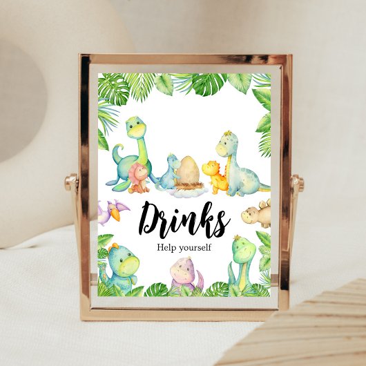Poster Baby shower Dinosaur Cute Boissons