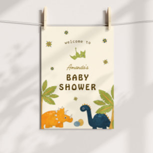 Poster Baby shower Dinosaur en caricature