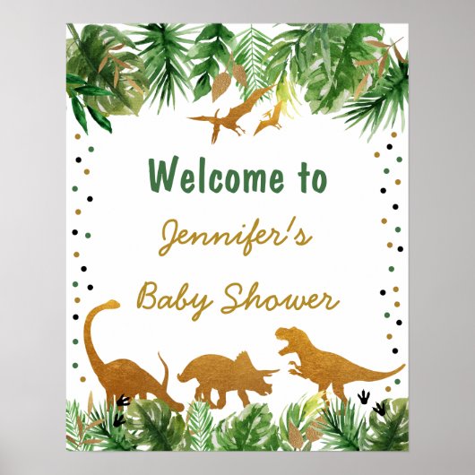 Poster Baby shower Dinosaur Safari Bienvenue (Devant)