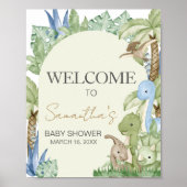 Poster Baby shower Dinosaur verdoyant Bienvenue (Devant)
