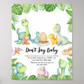Poster Baby shower Dinosaure mignon Ne pas dire bébé (Devant)