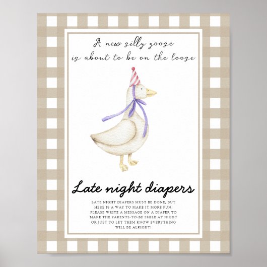 Poster Baby shower d'oie - Late nuit couches jeu (Devant)