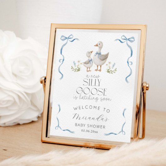 Poster Baby shower d'oie stupide Bienvenue