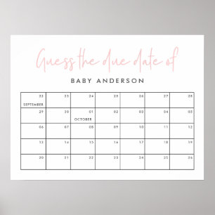 Poster Baby shower double rose girly typographie moderne