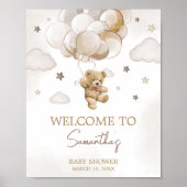 Poster Baby shower d'ours à ballon Brown (Devant)