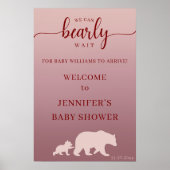 Poster Baby shower d'ours rose moderne Accueil Russe (Devant)