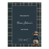 Poster Baby shower d'ours rustique Tartan (Devant)