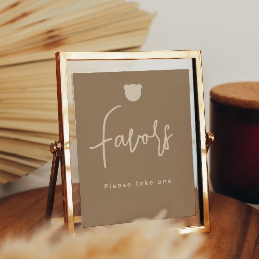 Poster Baby shower d'ours simple minimaliste Faveurs