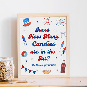 Poster Baby Shower du 4 juillet Devinez combien de bonbon
