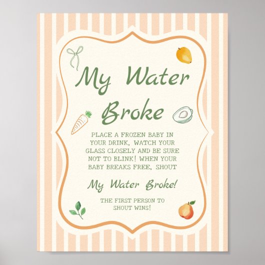 Poster Baby shower du marché agricole Mon eau Broke (Devant)