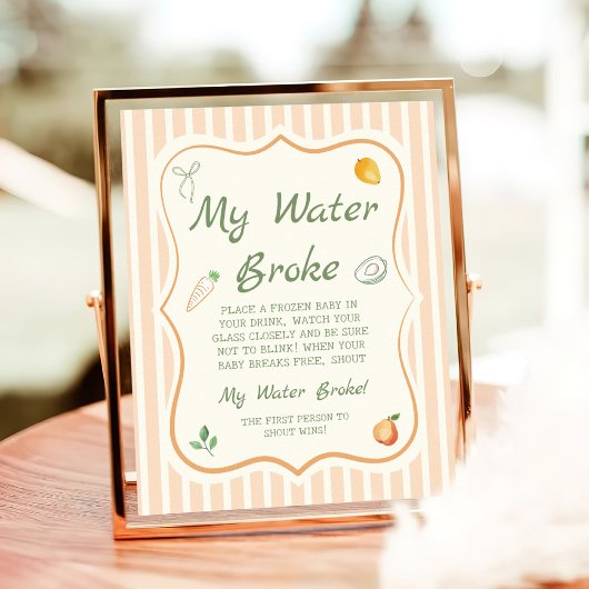 Poster Baby shower du marché agricole Mon eau Broke