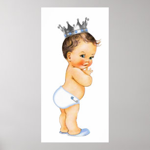Poster Baby Shower du Prince Brunette