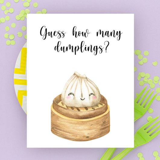Poster Baby shower dumpling chinois - combien de dumpling