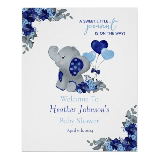Poster Baby shower Elephant Boy (Devant)