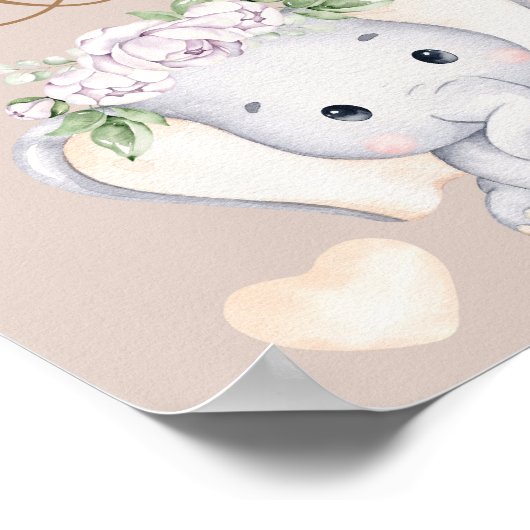 Poster Baby shower Éléphant Devine Combien (Coin)