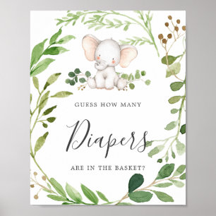 Poster Baby shower éléphant Devine combien de plongeurs