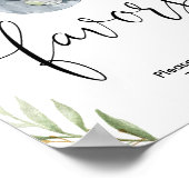 Poster Baby shower éléphant favorise signe vert or (Coin)