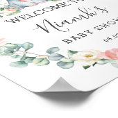 Poster Baby shower éléphant Flore verdure Bienvenue (Coin)