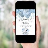 Poster Baby shower éléphant garçon bleu blanc ballons