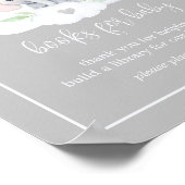 Poster Baby shower éléphant gris Livres pour bébé (Coin)