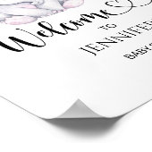 Poster Baby shower Eléphant rose bienvenue (Coin)