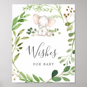 Poster Baby shower éléphant veut pour bébé signe