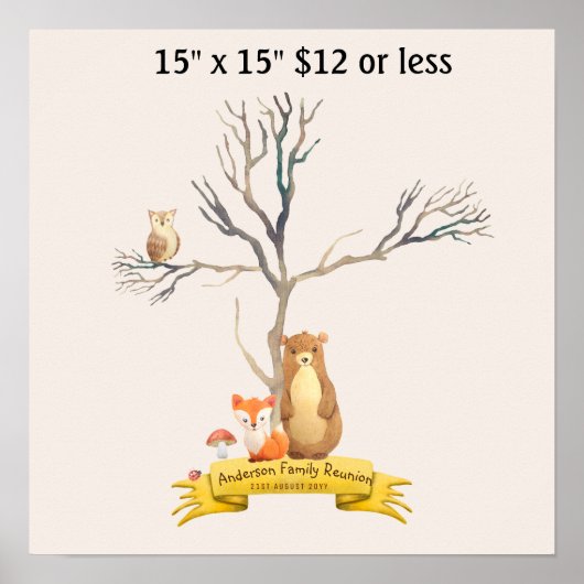 Poster Baby Shower Empreinte des doigts en forme d'arbre  (Devant)