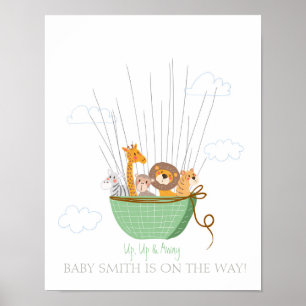 Poster Baby shower empreintes digitales safari Green