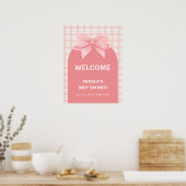 Poster Baby shower en arc rose En vichy plaid (Cuisine)
