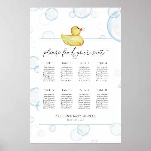 Poster Baby shower en caoutchouc Ducky (Devant)