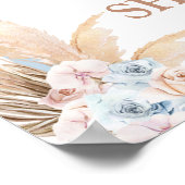 Poster Baby shower en laiton bleu Pampas Symbole de bienv (Coin)